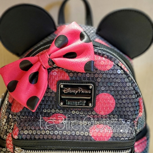 DISNEY LOUNGEFLY MINNIE POLKA DOT BACKPACK - Picture 2 of 7